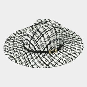 Black & White Checker Patterned Panama Fedora Hat